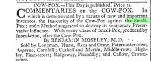 An 1806 advertisement against smallpox